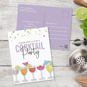 Minimale eenvoudige cocktail Party Moderne uitnodi Briefkaart