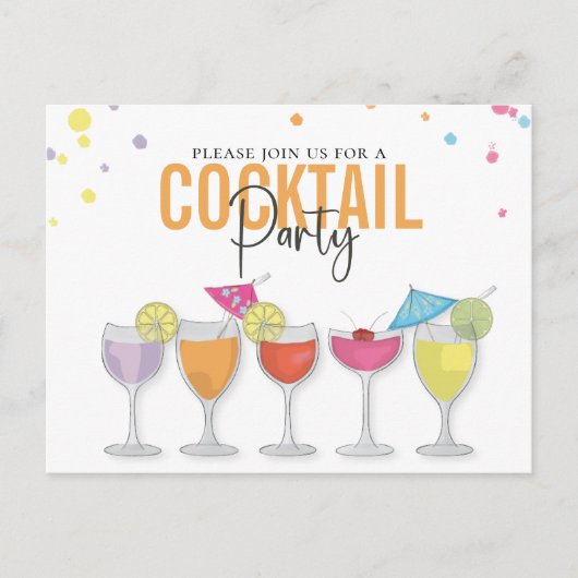 Minimale eenvoudige cocktail Party Moderne uitnodi Briefkaart (Voorkant)