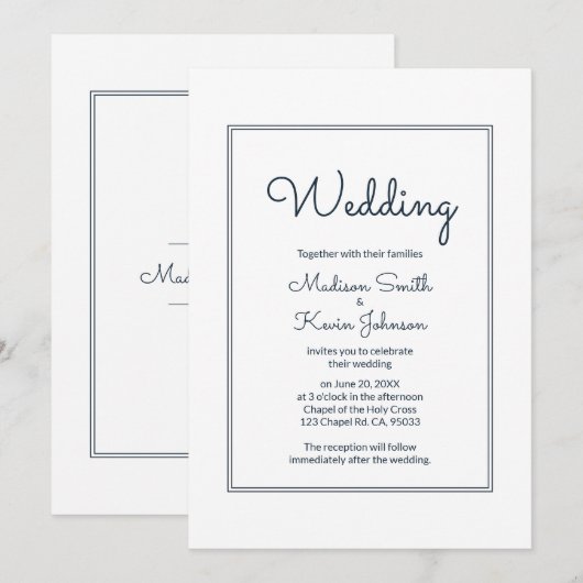 Minimale Eenvoudige Cursieve Uitnodiging van de We (Voorkant / Achterkant)