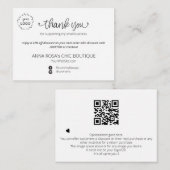 *~* Minimale Eenvoudige Dank u dat u Logo QR brand Informatiekaartje (Voorkant / Achterkant)