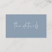 Minimale eenvoudige details over een blauwe bruilo informatiekaartje (Voorkant)