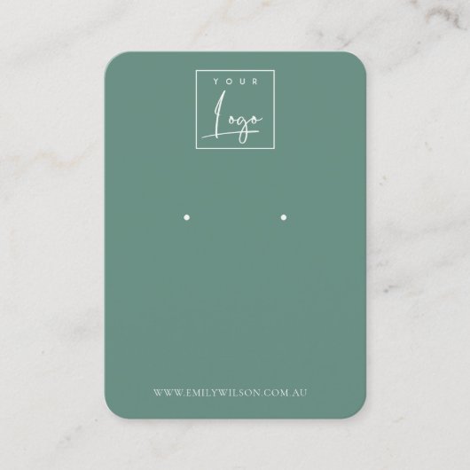 Minimale Eenvoudige Dusky Blue Green Earring Displ Visitekaartje (Voorkant)