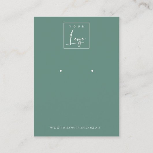 Minimale Eenvoudige Dusky Blue Green Earring Displ Visitekaartje (Voorkant)