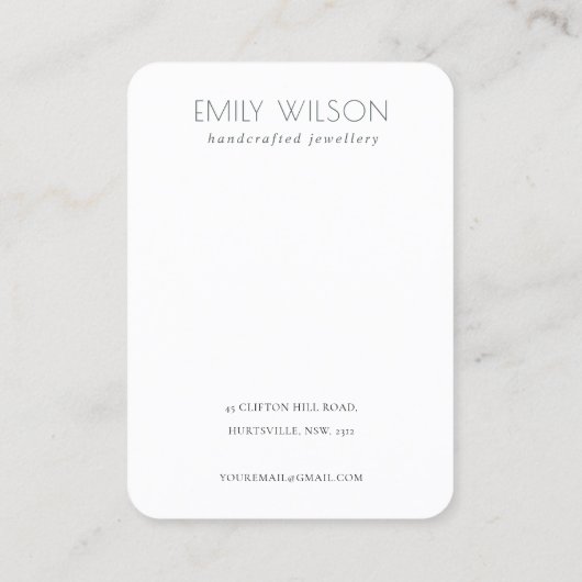 Minimale Eenvoudige Dusky Blue Grey Earring Displa Visitekaartje (Achterkant)