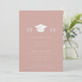 Minimale Eenvoudige Dusky Blush Pink Graduation Pa Kaart (Staand voorkant)
