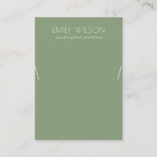Minimale eenvoudige Dusky Muted Green Ketting Disp Visitekaartje