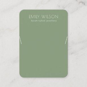 Minimale eenvoudige Dusky Muted Green Ketting Disp Visitekaartje