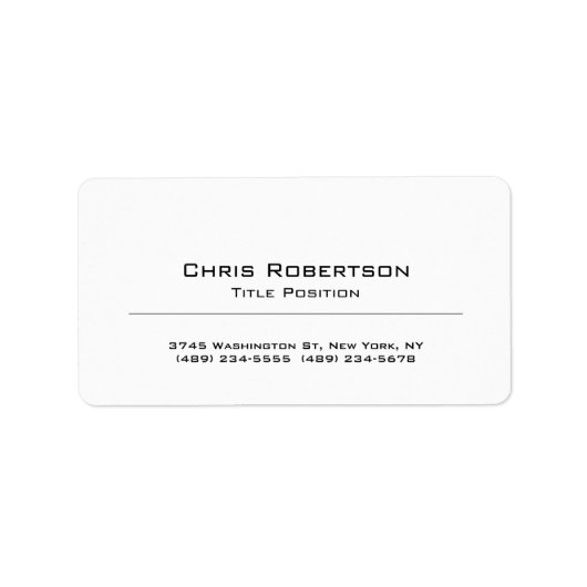 Minimale eenvoudige, eenvoudige, witte Professiona Etiket (Voorkant)