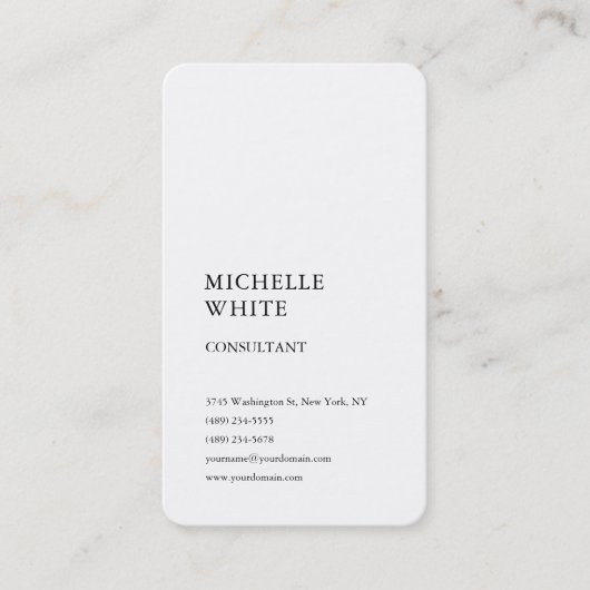 Minimale eenvoudige, eenvoudige, witte Professiona Visitekaartje (Voorkant)