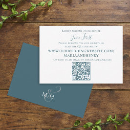 Minimale eenvoudige Elegant Blue QR-code Informatiekaartje