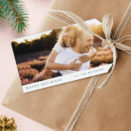 Minimale Eenvoudige Elegant-kerstpaarfoto Cadeaulabel