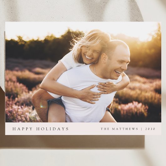 Minimale Eenvoudige Elegant-kerstpaarfoto Feestdagenkaart