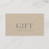 Minimale eenvoudige Elegant Kraft Cadeaubon Visitekaartje (Voorkant)