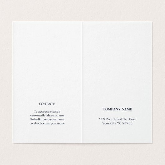 Minimale eenvoudige elegante blauwe consultant visitekaartje (Binnenkant ongevouwen)