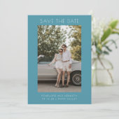 Minimale, eenvoudige, elegante Blauwgroen blauwe f Save The Date (Staand voorkant)
