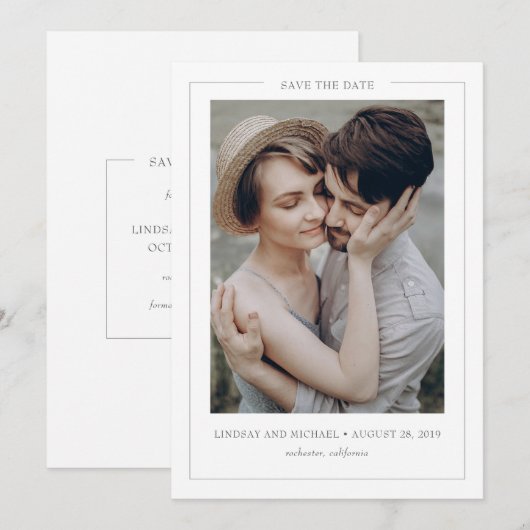 Minimale Eenvoudige Elegante Moderne Save the Date (Voorkant / Achterkant)