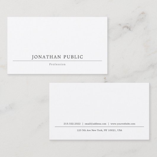 Minimale, eenvoudige, elegante professionele Sjabl Visitekaartje (Voorkant / Achterkant)