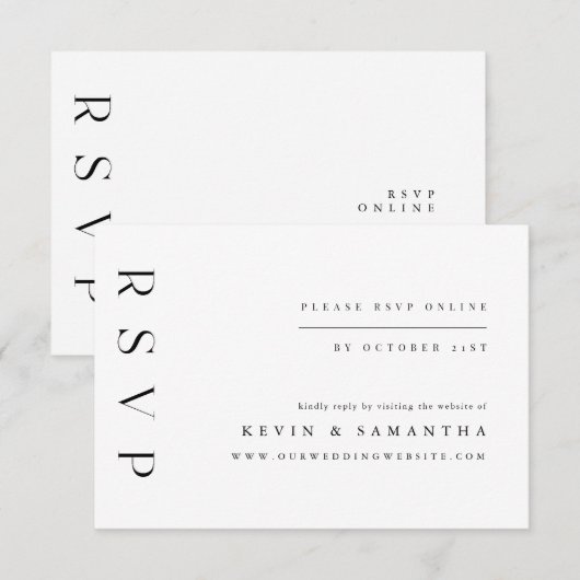 Minimale eenvoudige elegante RSVP QR-codelijst Kaartje (Voorkant / Achterkant)