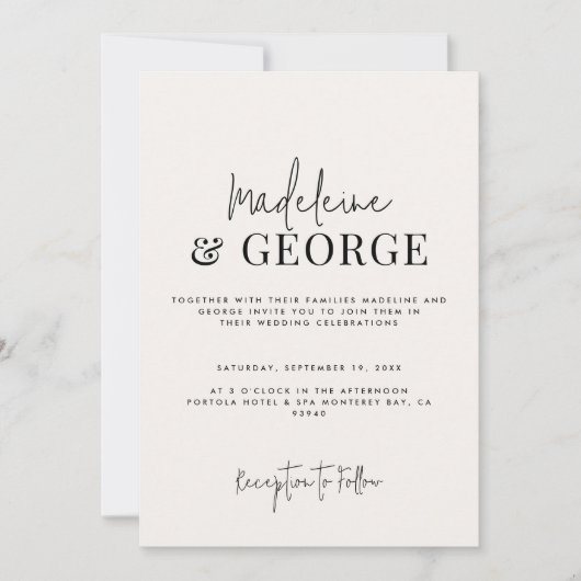 Minimale eenvoudige elegante scriptfotobruiloft kaart (Voorkant)