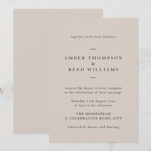 Minimale eenvoudige elegante tekst alleen neutraal kaart (Voorkant / Achterkant)