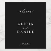 Minimale eenvoudige elegante zwarte bruiloft gejui wijn etiket (Enkel label)