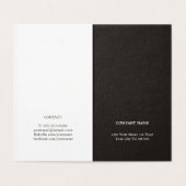 Minimale eenvoudige elegante zwarte consultant visitekaartje (Binnenkant ongevouwen)