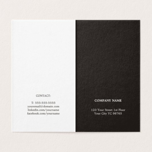 Minimale eenvoudige elegante zwarte consultant visitekaartje (Binnenkant ongevouwen)