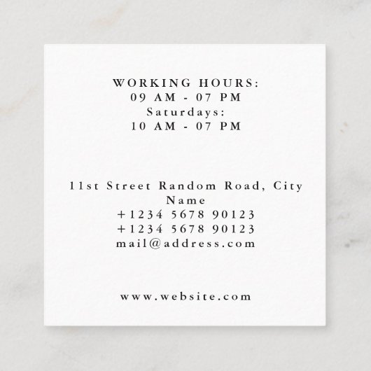 Minimale eenvoudige elegantie Blackboard Barber Sh Vierkante Visitekaartje (Achterkant)