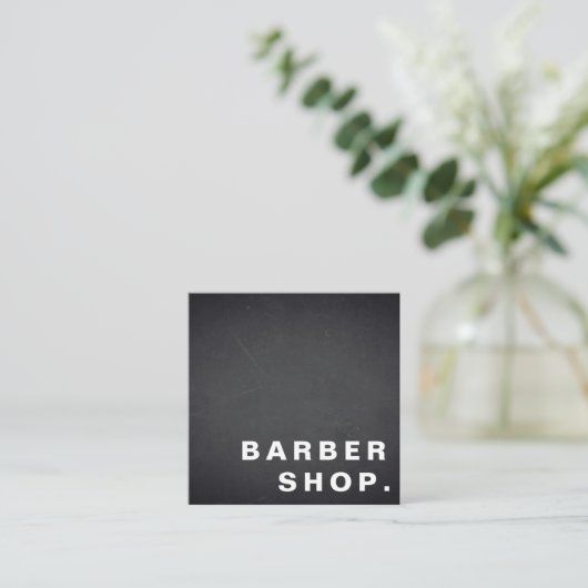 Minimale eenvoudige elegantie Blackboard Barber Sh Vierkante Visitekaartje (Staand voorkant)