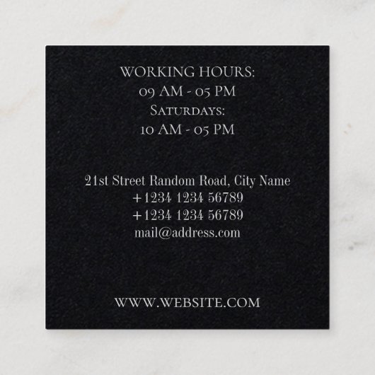 Minimale eenvoudige elegantie vierkante visitekaartje (Achterkant)