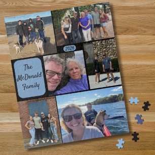 Minimale eenvoudige familie 6 foto collage legpuzzel