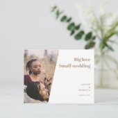 Minimale Eenvoudige Foto Downsize Kleinere Bruilof Aankondigingskaart (Staand voorkant)