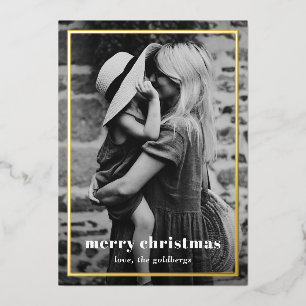 Minimale Eenvoudige Foto Elegante Kerst Folie Feestdagenkaart