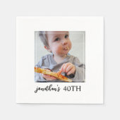 Minimale Eenvoudige foto van 40ste verjaardag Servet (Voorkant)