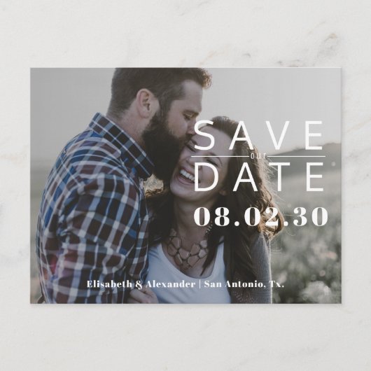 Minimale eenvoudige foto's bruiloft met de datum aankondigingskaart (Voorkant)