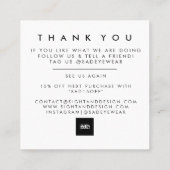 Minimale, eenvoudige, gebold, bedankt kaart vierkante visitekaartje (Achterkant)