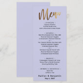 Minimale Eenvoudige Gold Typografie Lavender Menu (Voorkant / Achterkant)