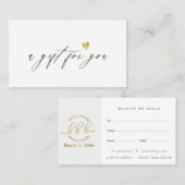 Minimale Eenvoudige Gouden Hart Logo Cadeaubon Visitekaartje (Voorkant / Achterkant)