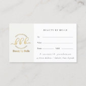 Minimale Eenvoudige Gouden Hart Logo Cadeaubon Visitekaartje (Achterkant)