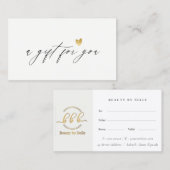 Minimale Eenvoudige Gouden Hart Logo Cadeaubon Visitekaartje (Voorkant / Achterkant)