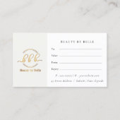 Minimale Eenvoudige Gouden Hart Logo Cadeaubon Visitekaartje (Achterkant)