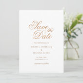 Minimale eenvoudige gouden romantische script brui save the date (Staand voorkant)