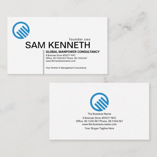 Minimale eenvoudige grijze lijn-ondernemer opstart visitekaartje (Voorkant / Achterkant)