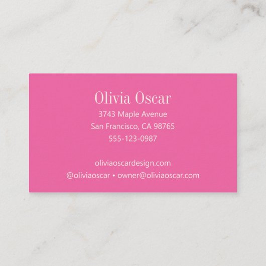 Minimale Eenvoudige Hete Roze Moderne Professionee Visitekaartje (Achterkant)