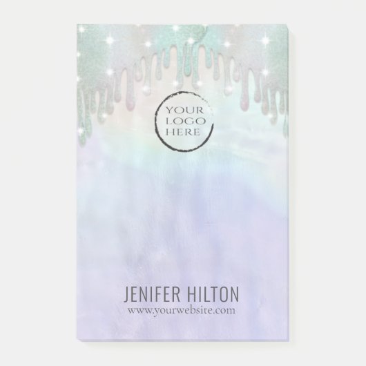 Minimale eenvoudige iriserende holografisch uw log post-it® notes (Voorkant)