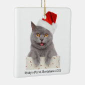 Minimale eenvoudige kerstfoto met moderne kattenfo keramisch ornament (Rechts)