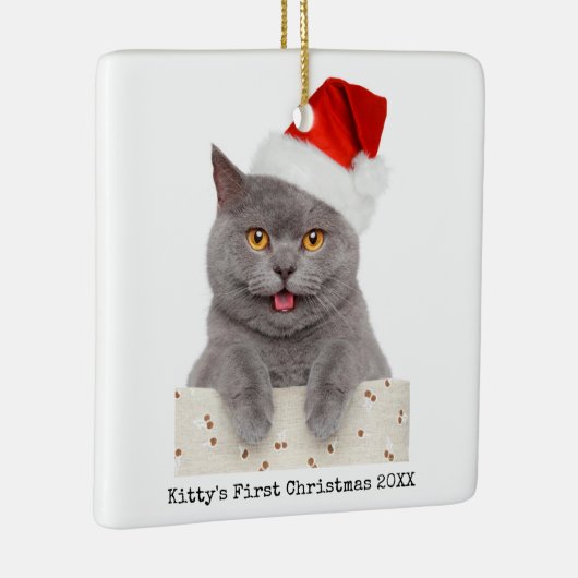 Minimale eenvoudige kerstfoto met moderne kattenfo keramisch ornament (Rechts)