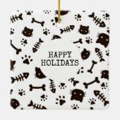 Minimale eenvoudige kerstfoto met moderne kattenfo keramisch ornament (Achterkant)