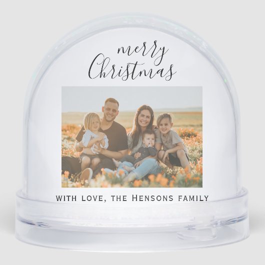 Minimale Eenvoudige kerstritsserie Foto Sneeuwbol (Achterkant)