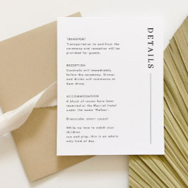 Minimale Eenvoudige klassieke bruiloft-details beh RSVP Kaartje